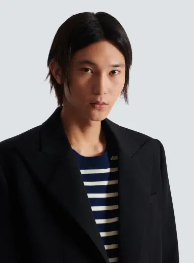 Balmain Long coat in grain de poudre wool | Thumbnail 5 Balmain Long coat in grain de poudre wool | Thumbnail 5