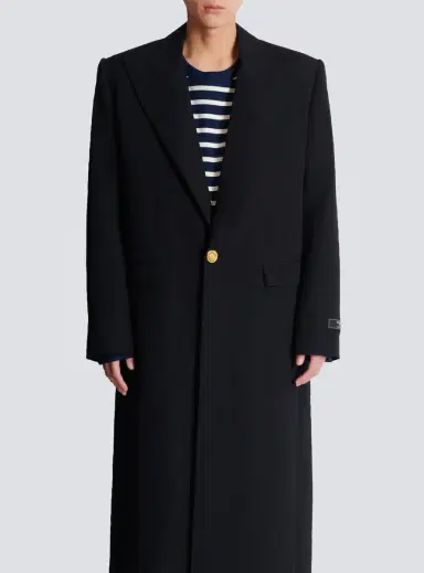 Balmain Long coat in grain de poudre wool | Thumbnail 8 Balmain Long coat in grain de poudre wool | Thumbnail 8