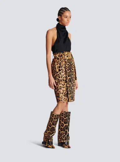 Balmain Ponyskin-style leather midi skirt with leopard pattern | Thumbnail 3 Balmain Ponyskin-style leather midi skirt with leopard pattern | Thumbnail 3
