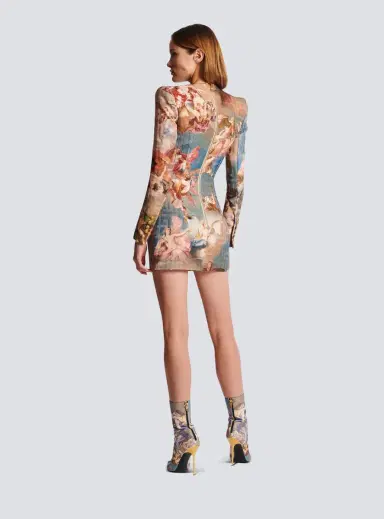 Balmain Sky printed monogrammed jacquard wrap dress | Thumbnail 4 Balmain Sky printed monogrammed jacquard wrap dress | Thumbnail 4