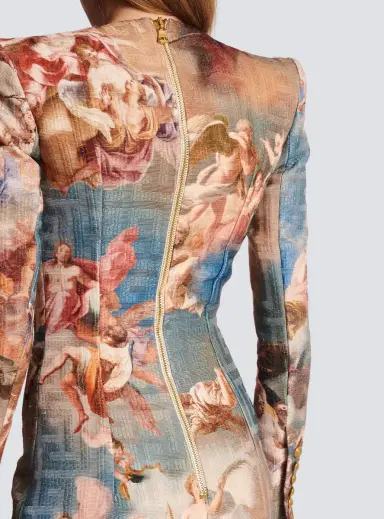 Balmain Sky printed monogrammed jacquard wrap dress | Thumbnail 6 Balmain Sky printed monogrammed jacquard wrap dress | Thumbnail 6