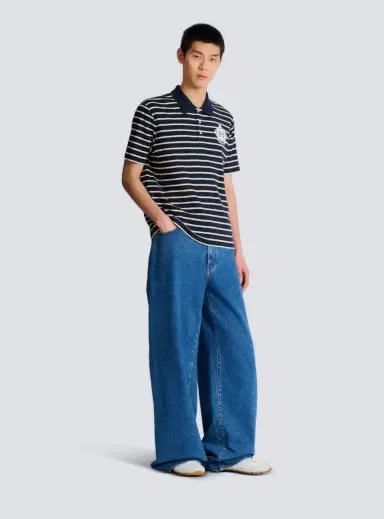 Balmain Striped College Emblem polo | Thumbnail 3 Balmain Striped College Emblem polo | Thumbnail 3