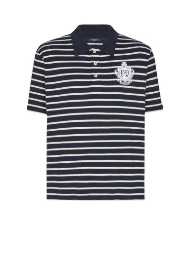 Balmain Striped College Emblem polo | Thumbnail 1 Balmain Striped College Emblem polo | Thumbnail 1
