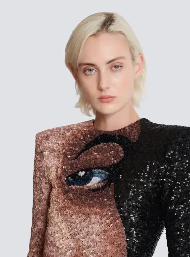 Balmain Short embroidered dress with Face motif | Thumbnail 5 Balmain Short embroidered dress with Face motif | Thumbnail 5