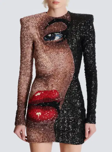 Balmain Short embroidered dress with Face motif | Thumbnail 8 Balmain Short embroidered dress with Face motif | Thumbnail 8