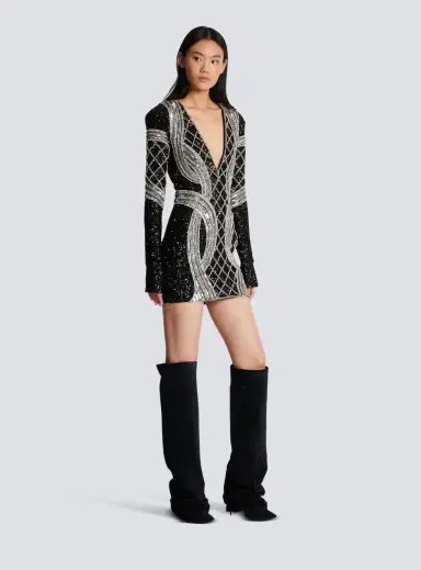 Balmain Short silver embroidered dress | Thumbnail 3 Balmain Short silver embroidered dress | Thumbnail 3