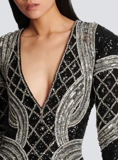 Balmain Short silver embroidered dress | Thumbnail 7 Balmain Short silver embroidered dress | Thumbnail 7