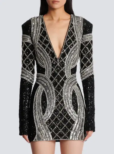 Balmain Short silver embroidered dress | Thumbnail 8 Balmain Short silver embroidered dress | Thumbnail 8