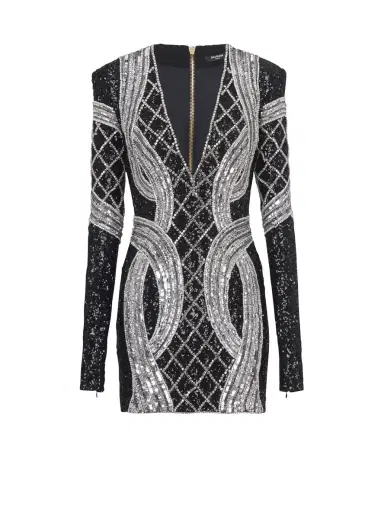 Balmain Short silver embroidered dress | Thumbnail 1 Balmain Short silver embroidered dress | Thumbnail 1