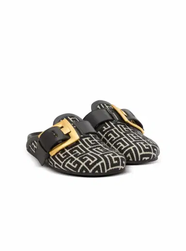 Balmain Anthem mules in jacquard canvas with PB monogram | Thumbnail 3 Balmain Anthem mules in jacquard canvas with PB monogram | Thumbnail 3