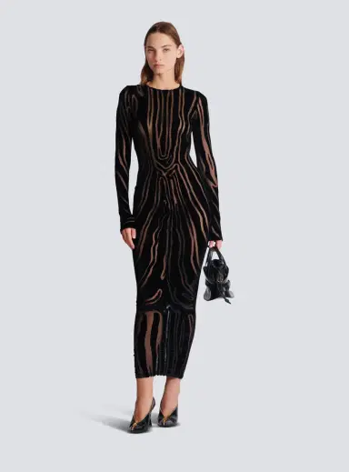 Balmain Long zebra-print velvet dress | Thumbnail 2 Balmain Long zebra-print velvet dress | Thumbnail 2
