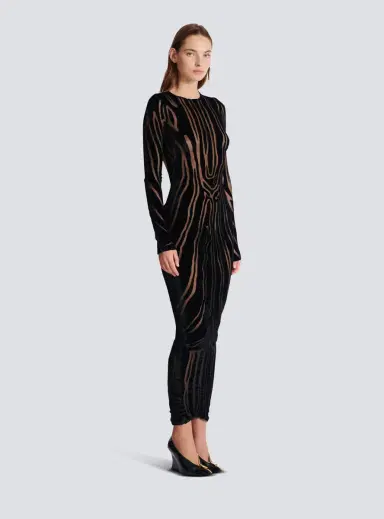 Balmain Long zebra-print velvet dress | Thumbnail 3 Balmain Long zebra-print velvet dress | Thumbnail 3