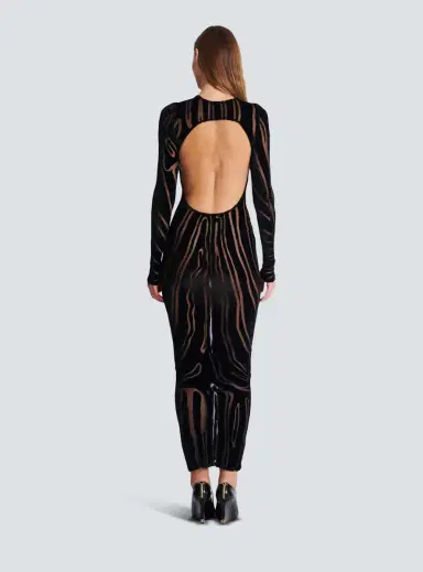 Balmain Long zebra-print velvet dress | Thumbnail 4 Balmain Long zebra-print velvet dress | Thumbnail 4