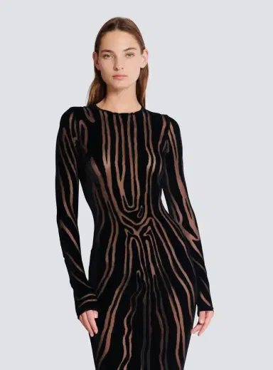 Balmain Long zebra-print velvet dress | Thumbnail 7 Balmain Long zebra-print velvet dress | Thumbnail 7