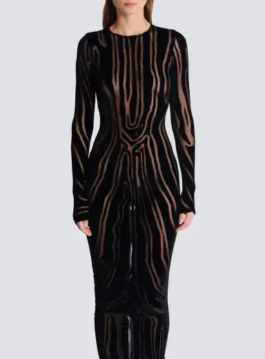 Balmain Long zebra-print velvet dress | Thumbnail 8 Balmain Long zebra-print velvet dress | Thumbnail 8