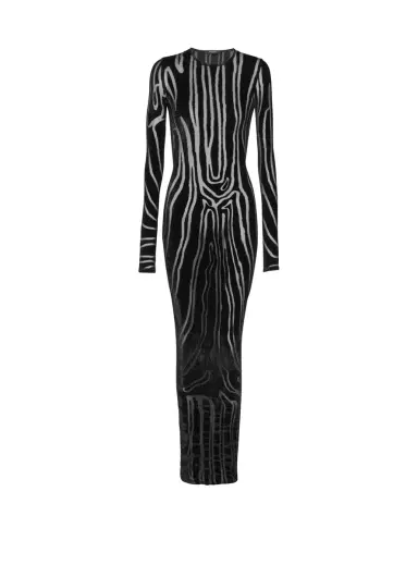 Balmain Long zebra-print velvet dress | Thumbnail 1 Balmain Long zebra-print velvet dress | Thumbnail 1
