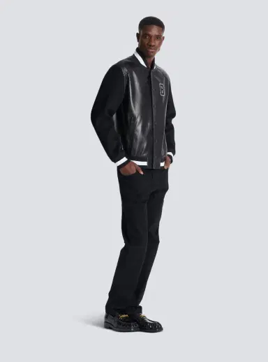 Balmain Varsity lambskin leather and wool jacket | Thumbnail 3 Balmain Varsity lambskin leather and wool jacket | Thumbnail 3
