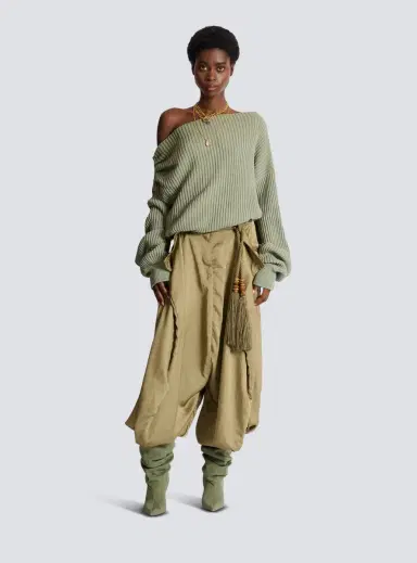 Balmain Draped asymmetrical jumper in ribbed silk knit | Thumbnail 2 Balmain Draped asymmetrical jumper in ribbed silk knit | Thumbnail 2