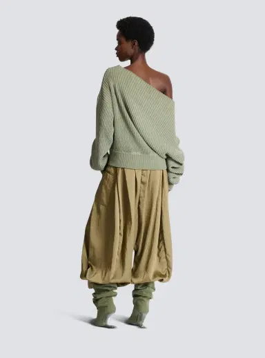 Balmain Draped asymmetrical jumper in ribbed silk knit | Thumbnail 4 Balmain Draped asymmetrical jumper in ribbed silk knit | Thumbnail 4