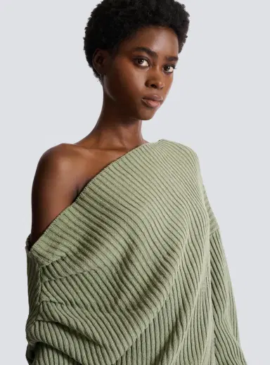 Balmain Draped asymmetrical jumper in ribbed silk knit | Thumbnail 7 Balmain Draped asymmetrical jumper in ribbed silk knit | Thumbnail 7