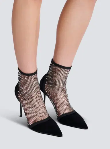 Balmain Mesh heeled ankle boots with velvet and rhinestones | Thumbnail 2 Balmain Mesh heeled ankle boots with velvet and rhinestones | Thumbnail 2