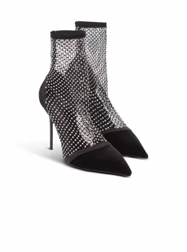 Balmain Mesh heeled ankle boots with velvet and rhinestones | Thumbnail 3 Balmain Mesh heeled ankle boots with velvet and rhinestones | Thumbnail 3
