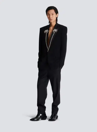 Balmain 1-button jacket with embroidered palm tree collar | Thumbnail 2 Balmain 1-button jacket with embroidered palm tree collar | Thumbnail 2