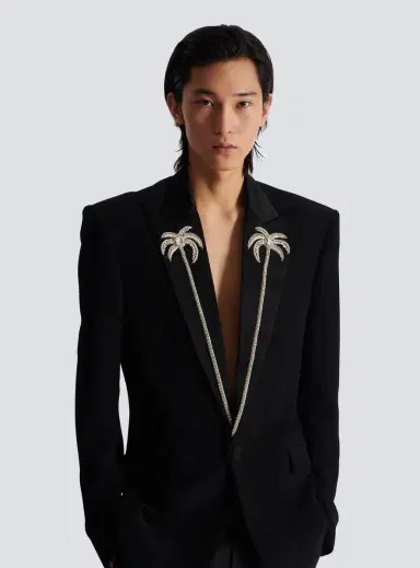 Balmain 1-button jacket with embroidered palm tree collar | Thumbnail 6 Balmain 1-button jacket with embroidered palm tree collar | Thumbnail 6