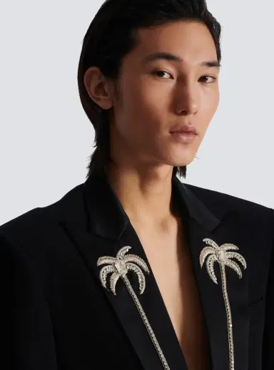 Balmain 1-button jacket with embroidered palm tree collar | Thumbnail 7 Balmain 1-button jacket with embroidered palm tree collar | Thumbnail 7