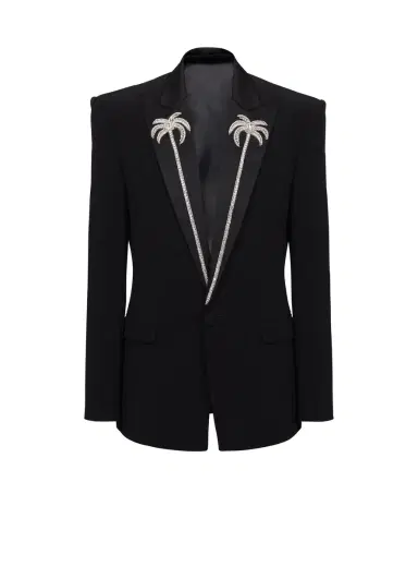 Balmain 1-button jacket with embroidered palm tree collar | Thumbnail 1 Balmain 1-button jacket with embroidered palm tree collar | Thumbnail 1