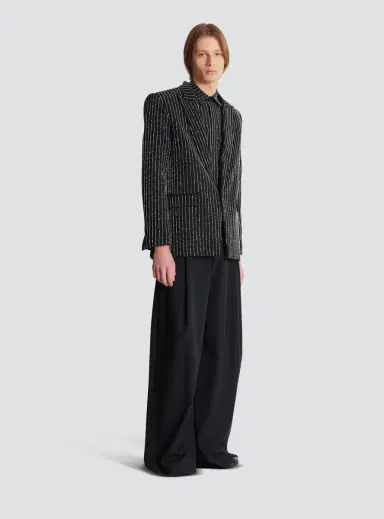 Balmain 1-button wool jacket with crystal stripes | Thumbnail 3 Balmain 1-button wool jacket with crystal stripes | Thumbnail 3