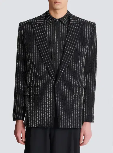 Balmain 1-button wool jacket with crystal stripes | Thumbnail 8 Balmain 1-button wool jacket with crystal stripes | Thumbnail 8