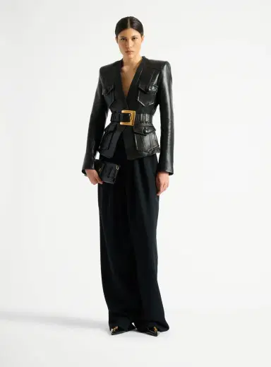Balmain 1-button belted leather jacket | Thumbnail 2 Balmain 1-button belted leather jacket | Thumbnail 2