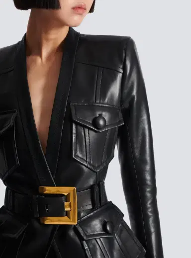 Balmain 1-button belted leather jacket | Thumbnail 6 Balmain 1-button belted leather jacket | Thumbnail 6
