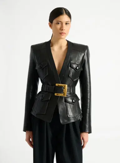 Balmain 1-button belted leather jacket | Thumbnail 7 Balmain 1-button belted leather jacket | Thumbnail 7