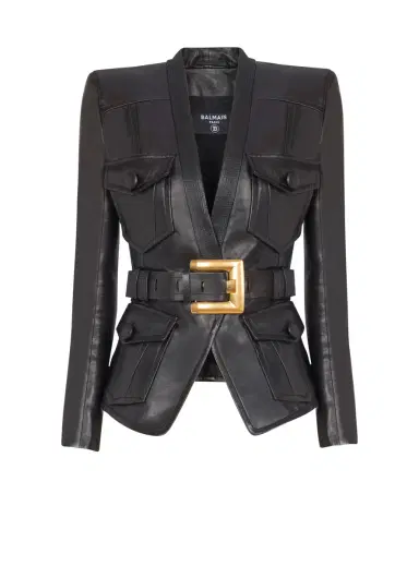 Balmain 1-button belted leather jacket | Thumbnail 1 Balmain 1-button belted leather jacket | Thumbnail 1