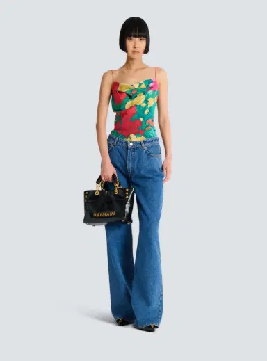 Balmain Printed crepe de Chine top with thin straps | Thumbnail 2 Balmain Printed crepe de Chine top with thin straps | Thumbnail 2