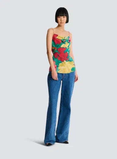 Balmain Printed crepe de Chine top with thin straps | Thumbnail 3 Balmain Printed crepe de Chine top with thin straps | Thumbnail 3