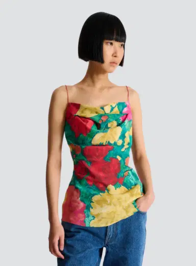 Balmain Printed crepe de Chine top with thin straps | Thumbnail 5 Balmain Printed crepe de Chine top with thin straps | Thumbnail 5