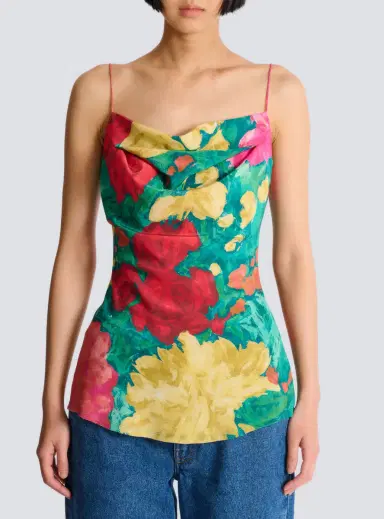 Balmain Printed crepe de Chine top with thin straps | Thumbnail 7 Balmain Printed crepe de Chine top with thin straps | Thumbnail 7