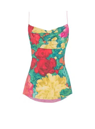 Balmain Printed crepe de Chine top with thin straps | Thumbnail 1 Balmain Printed crepe de Chine top with thin straps | Thumbnail 1