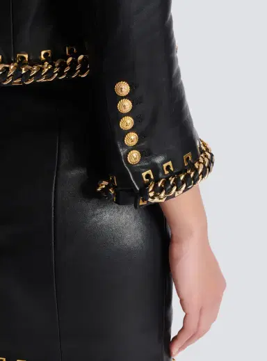 Balmain Lambskin edge-to-edge jacket with chain trim | Thumbnail 6 Balmain Lambskin edge-to-edge jacket with chain trim | Thumbnail 6