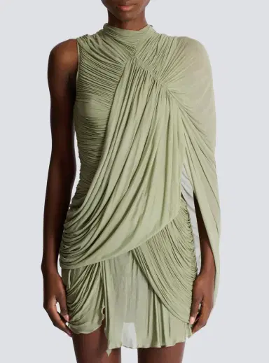 Balmain Draped flowing jersey dress | Thumbnail 7 Balmain Draped flowing jersey dress | Thumbnail 7