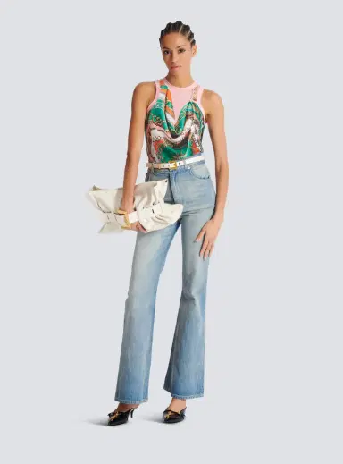 Balmain Trompe-l'ail-style Foulard print vest top | Thumbnail 2 Balmain Trompe-l'ail-style Foulard print vest top | Thumbnail 2