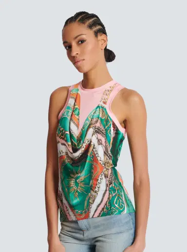 Balmain Trompe-l'ail-style Foulard print vest top | Thumbnail 5 Balmain Trompe-l'ail-style Foulard print vest top | Thumbnail 5