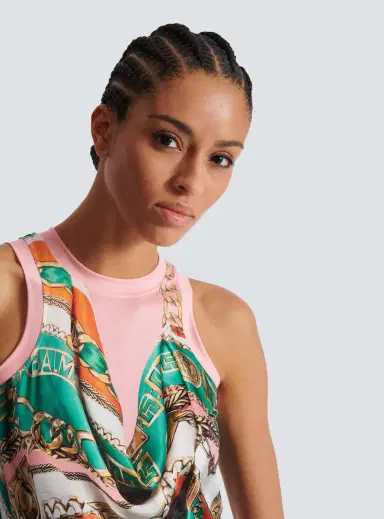 Balmain Trompe-l'ail-style Foulard print vest top | Thumbnail 6 Balmain Trompe-l'ail-style Foulard print vest top | Thumbnail 6