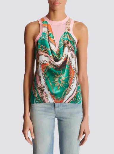 Balmain Trompe-l'ail-style Foulard print vest top | Thumbnail 7 Balmain Trompe-l'ail-style Foulard print vest top | Thumbnail 7