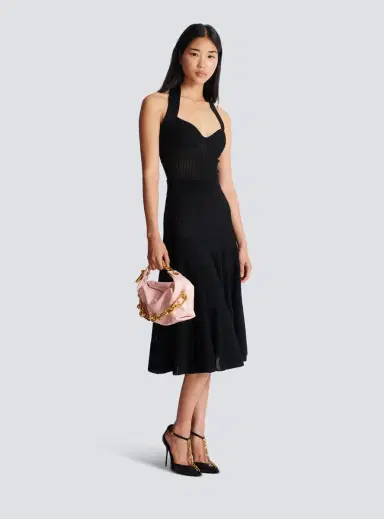 Balmain Halterneck pleated knit midi dress | Thumbnail 2 Balmain Halterneck pleated knit midi dress | Thumbnail 2