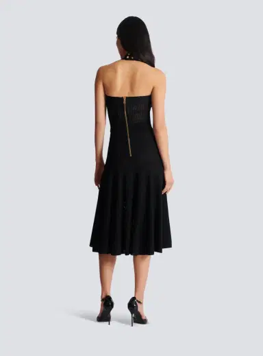 Balmain Halterneck pleated knit midi dress | Thumbnail 4 Balmain Halterneck pleated knit midi dress | Thumbnail 4