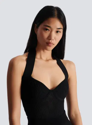 Balmain Halterneck pleated knit midi dress | Thumbnail 5 Balmain Halterneck pleated knit midi dress | Thumbnail 5